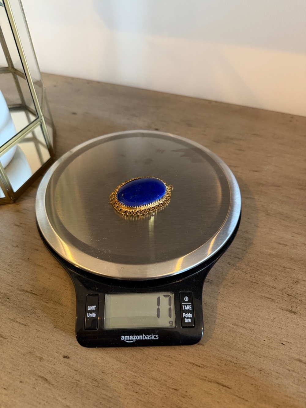 Lapis Oval Stone with Gold Filigree Frame